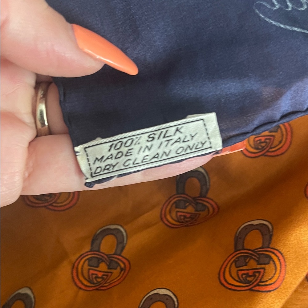 🔥Sale Gucci Dark Blue and Orange Patterned Scarf - Picture 7 of 7